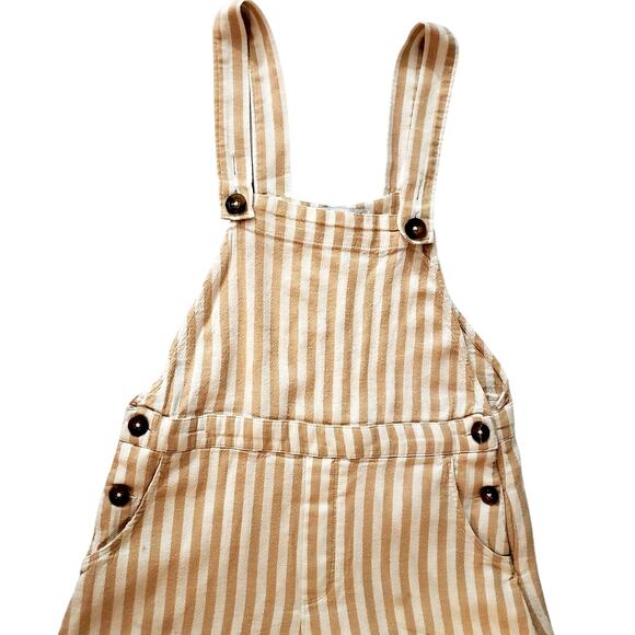 Hollister Linen white cream blend striped short overalls sz  xs - Picture 5 of 10